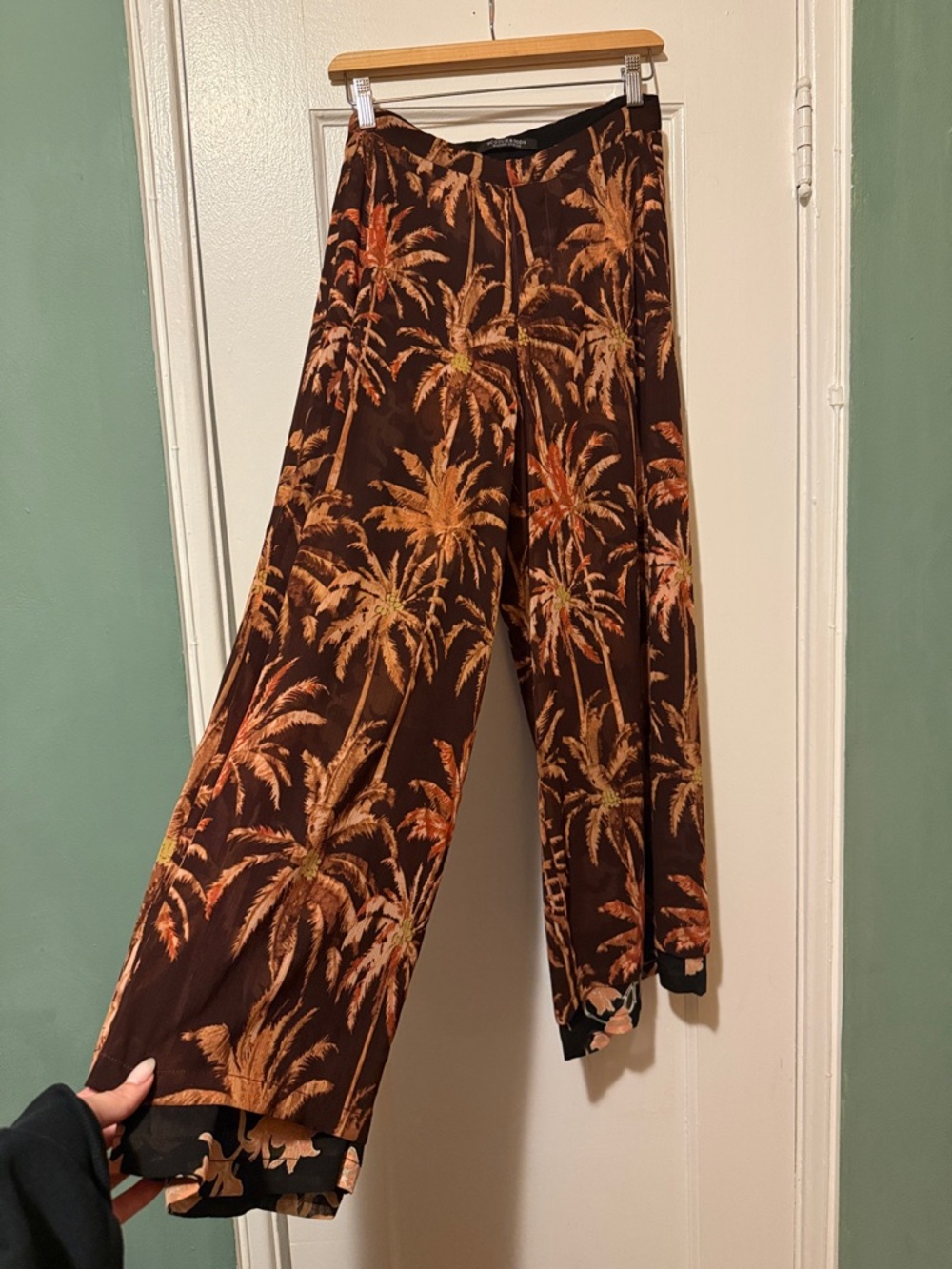 Scotch & Soda Brown & Orange Palm-Print Wide Leg Pants